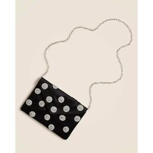 Crewcuts J Crew Black Satin Rhinestone Polka‎ Dot Chain Evening Bag Clutch NWT
